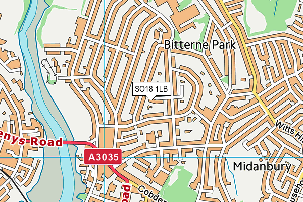 SO18 1LB map - OS VectorMap District (Ordnance Survey)