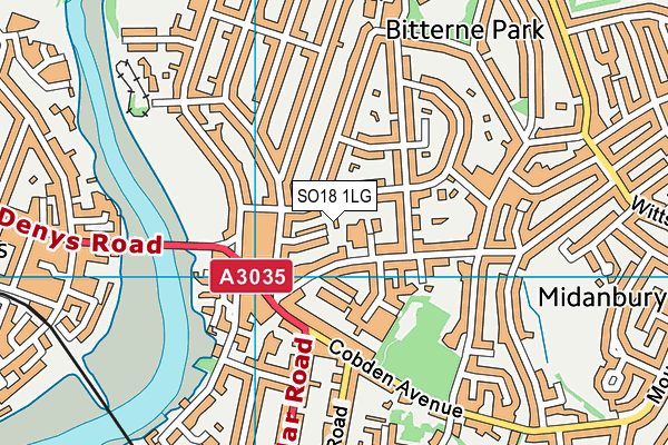 SO18 1LG map - OS VectorMap District (Ordnance Survey)