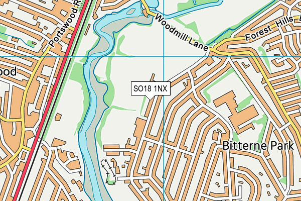 Riverside Park (Southampton) map (SO18 1NX) - OS VectorMap District (Ordnance Survey)