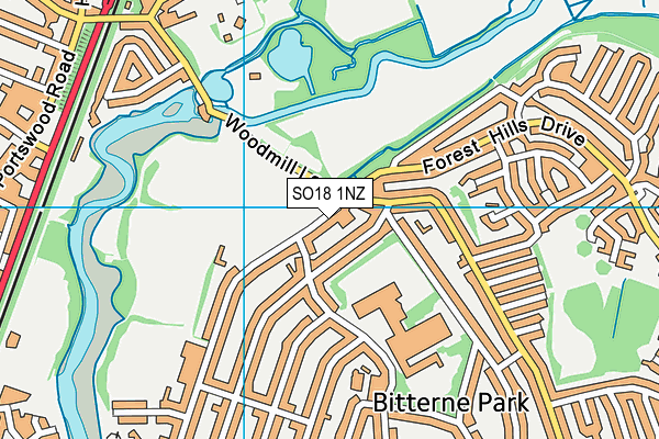 SO18 1NZ map - OS VectorMap District (Ordnance Survey)