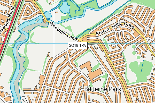 SO18 1PA map - OS VectorMap District (Ordnance Survey)