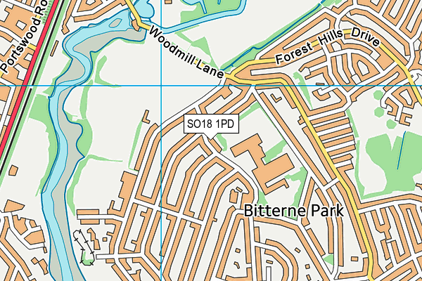 SO18 1PD map - OS VectorMap District (Ordnance Survey)