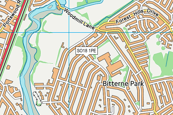 SO18 1PE map - OS VectorMap District (Ordnance Survey)