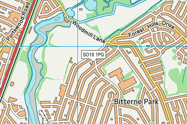 SO18 1PG map - OS VectorMap District (Ordnance Survey)