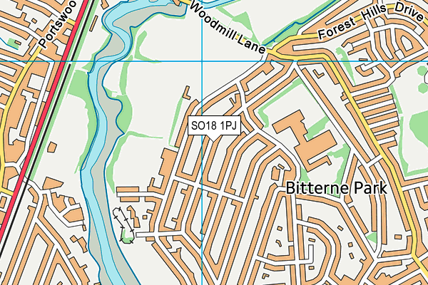 SO18 1PJ map - OS VectorMap District (Ordnance Survey)