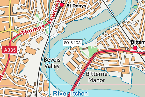 SO18 1QA map - OS VectorMap District (Ordnance Survey)