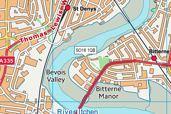 SO18 1QB map - OS VectorMap District (Ordnance Survey)