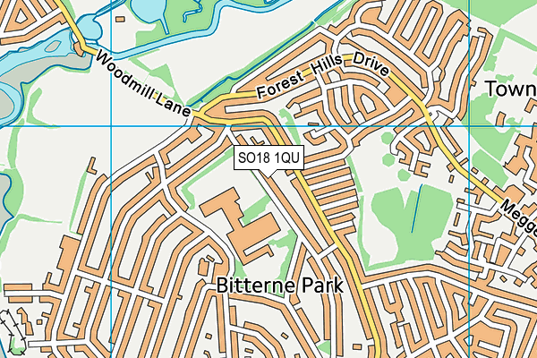 SO18 1QU map - OS VectorMap District (Ordnance Survey)