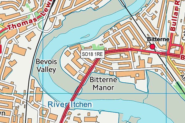 SO18 1RE map - OS VectorMap District (Ordnance Survey)