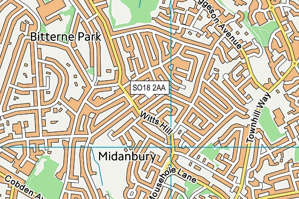 SO18 2AA map - OS VectorMap District (Ordnance Survey)