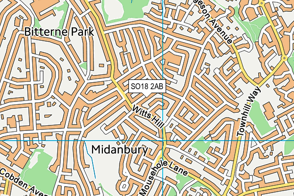 SO18 2AB map - OS VectorMap District (Ordnance Survey)