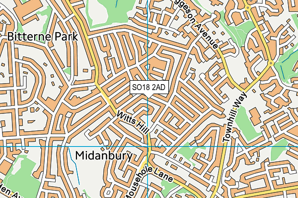 SO18 2AD map - OS VectorMap District (Ordnance Survey)