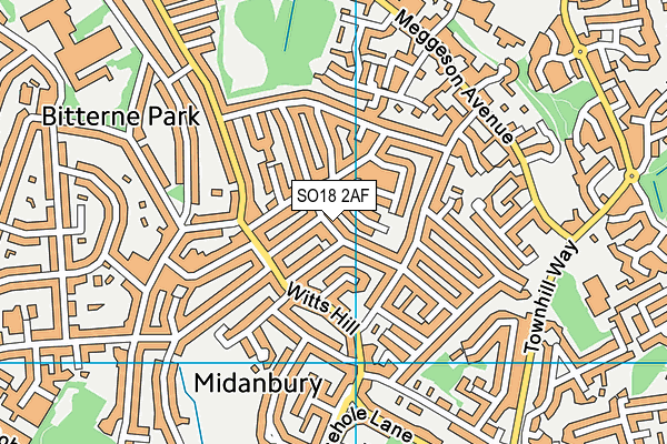 SO18 2AF map - OS VectorMap District (Ordnance Survey)