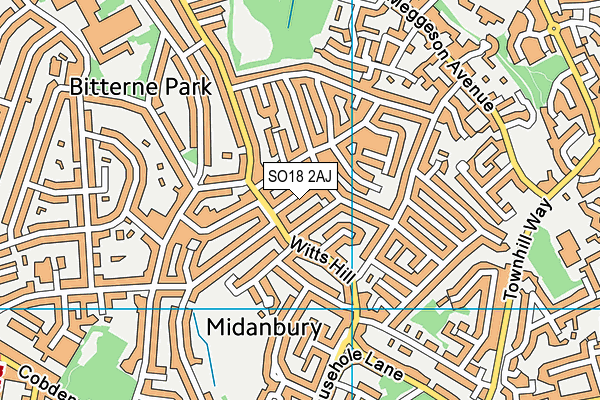 SO18 2AJ map - OS VectorMap District (Ordnance Survey)