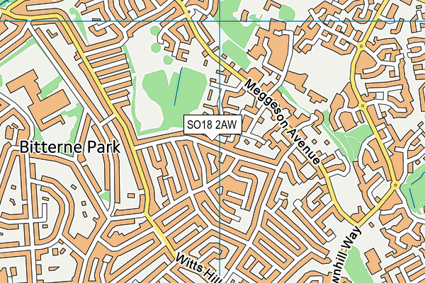 SO18 2AW map - OS VectorMap District (Ordnance Survey)