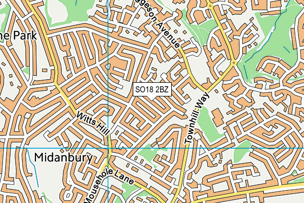 SO18 2BZ map - OS VectorMap District (Ordnance Survey)