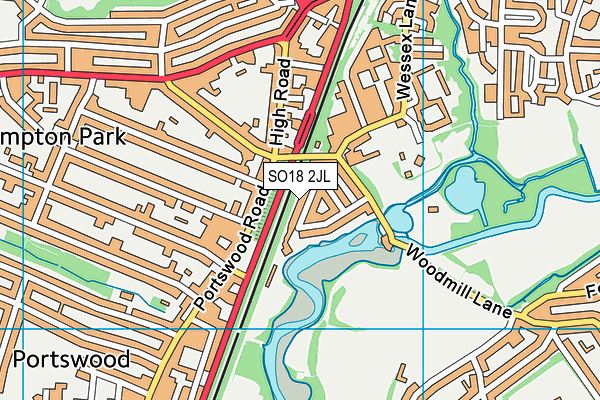 SO18 2JL map - OS VectorMap District (Ordnance Survey)