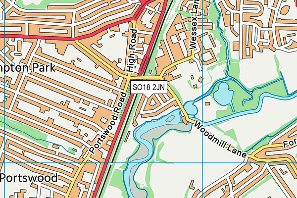 SO18 2JN map - OS VectorMap District (Ordnance Survey)