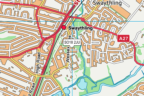 SO18 2JU map - OS VectorMap District (Ordnance Survey)