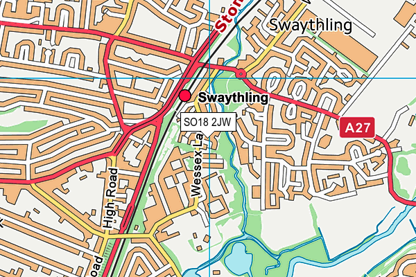 SO18 2JW map - OS VectorMap District (Ordnance Survey)