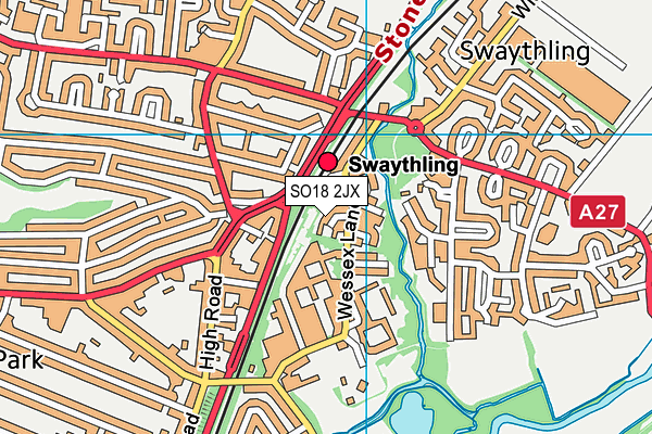 SO18 2JX map - OS VectorMap District (Ordnance Survey)