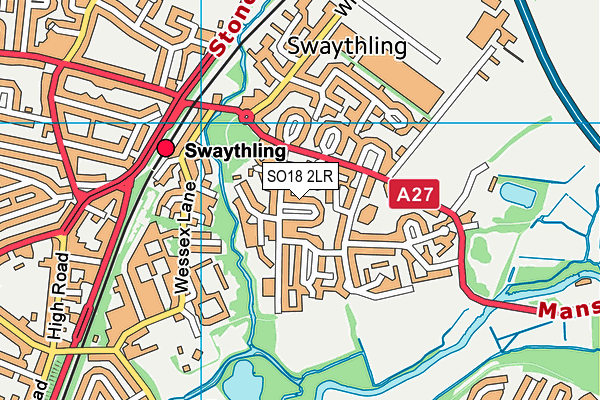 SO18 2LR map - OS VectorMap District (Ordnance Survey)