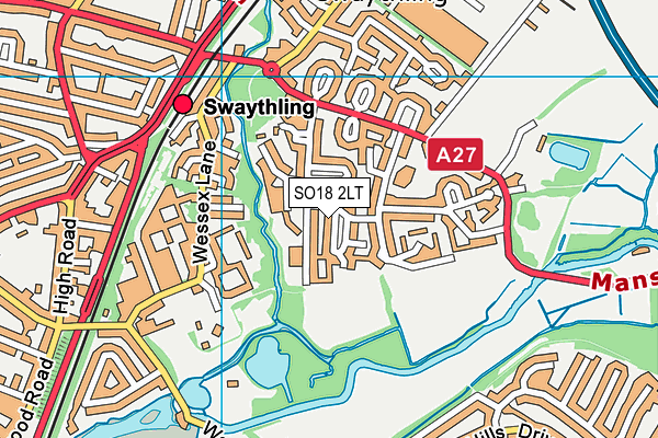 SO18 2LT map - OS VectorMap District (Ordnance Survey)