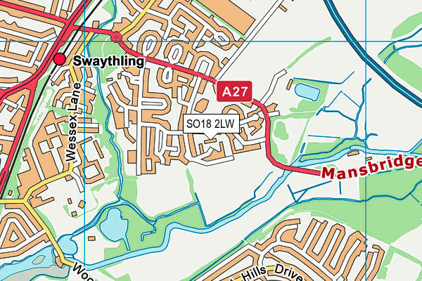 SO18 2LW map - OS VectorMap District (Ordnance Survey)