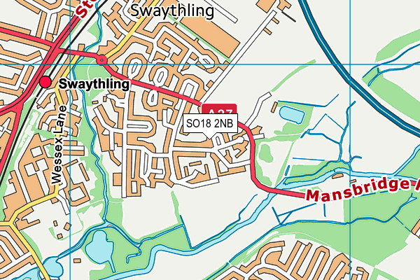 SO18 2NB map - OS VectorMap District (Ordnance Survey)