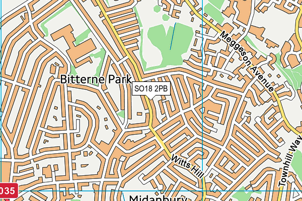 SO18 2PB map - OS VectorMap District (Ordnance Survey)