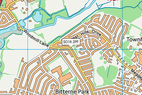 SO18 2PF map - OS VectorMap District (Ordnance Survey)