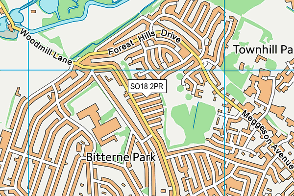 SO18 2PR map - OS VectorMap District (Ordnance Survey)