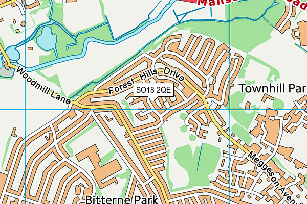 SO18 2QE map - OS VectorMap District (Ordnance Survey)