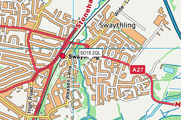 SO18 2QL map - OS VectorMap District (Ordnance Survey)