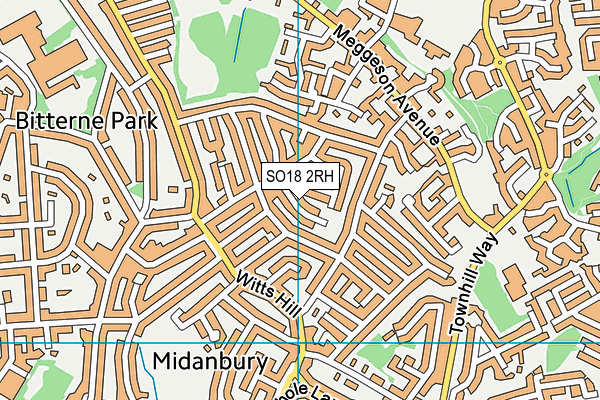 SO18 2RH map - OS VectorMap District (Ordnance Survey)