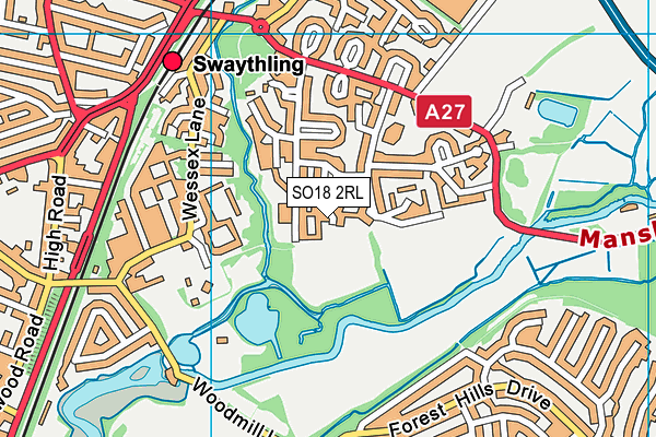 SO18 2RL map - OS VectorMap District (Ordnance Survey)