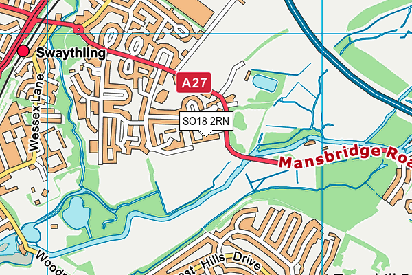 SO18 2RN map - OS VectorMap District (Ordnance Survey)