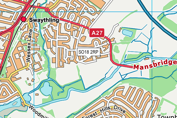 SO18 2RP map - OS VectorMap District (Ordnance Survey)