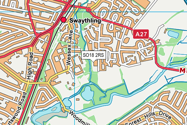 SO18 2RS map - OS VectorMap District (Ordnance Survey)