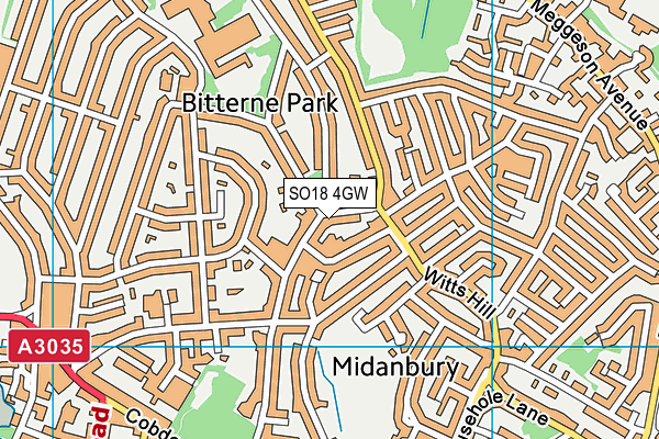 SO18 4GW map - OS VectorMap District (Ordnance Survey)