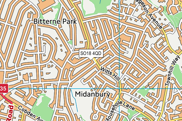 SO18 4QD map - OS VectorMap District (Ordnance Survey)