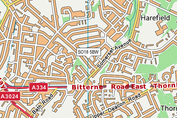 SO18 5BW map - OS VectorMap District (Ordnance Survey)