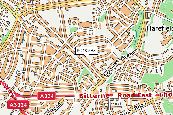 SO18 5BX map - OS VectorMap District (Ordnance Survey)