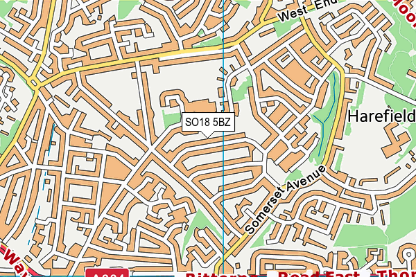 SO18 5BZ map - OS VectorMap District (Ordnance Survey)