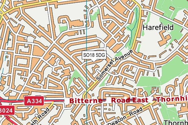 SO18 5DG map - OS VectorMap District (Ordnance Survey)