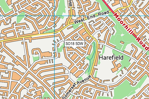 SO18 5DW map - OS VectorMap District (Ordnance Survey)