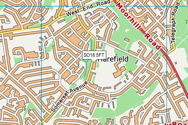 SO18 5FT map - OS VectorMap District (Ordnance Survey)