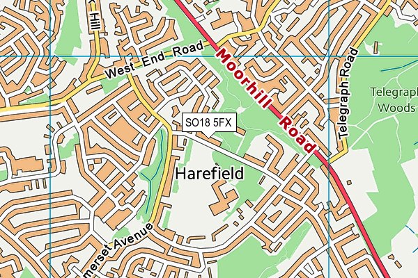 SO18 5FX map - OS VectorMap District (Ordnance Survey)