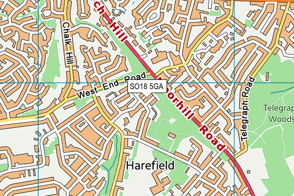 SO18 5GA map - OS VectorMap District (Ordnance Survey)