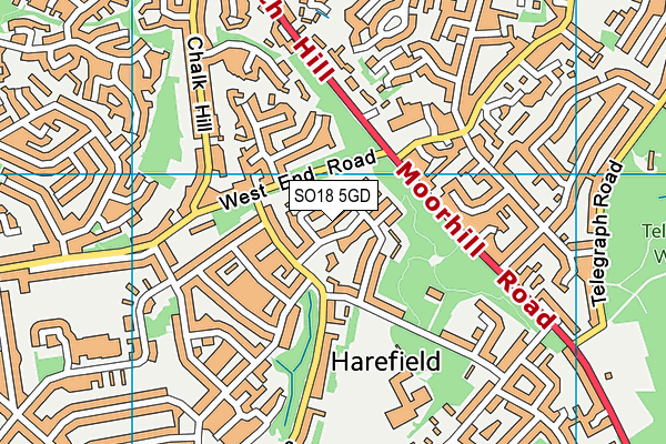 SO18 5GD map - OS VectorMap District (Ordnance Survey)